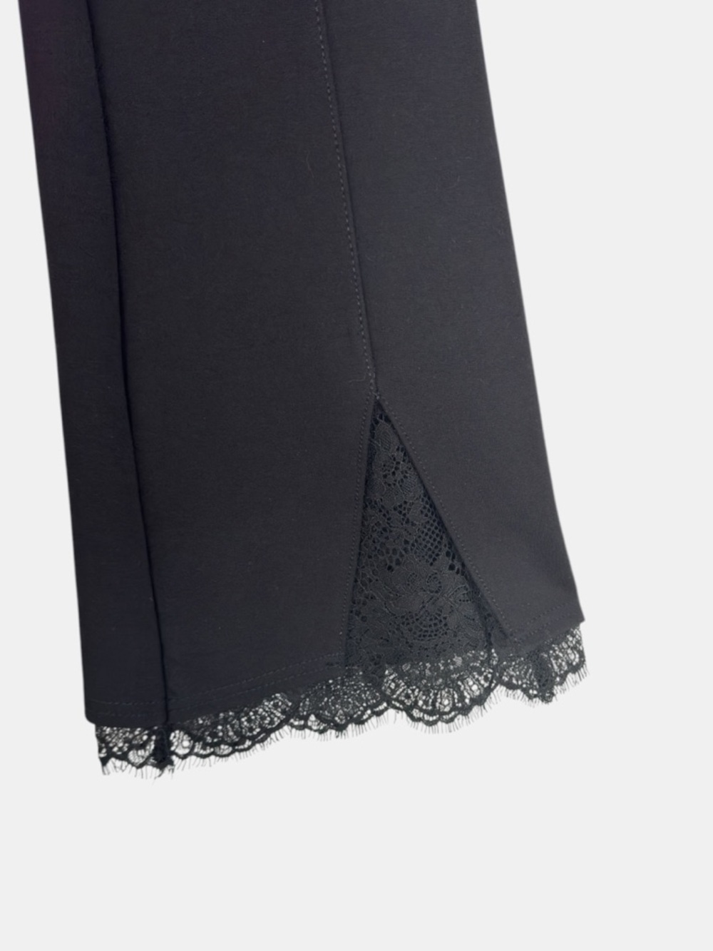 Slim Factor by Investments Black Flare Pants Lace Hem Stretch Pull-On Size S - Picture 6 of 12